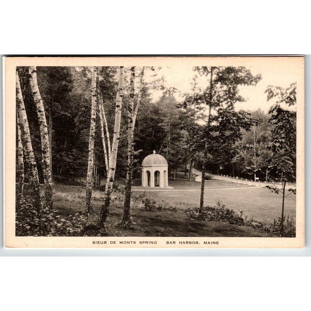 Sieur De Monts Spring Bar Harbor Maine Postcard Gazebo Round Building Unposted